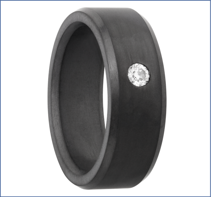 Elysium ARES - Solid Black Diamond Ring - White Diamond