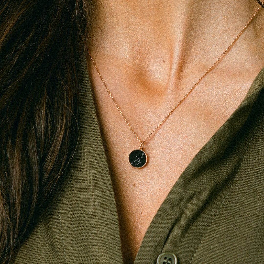 Elysium Black Diamond  Zodiac Constellation Necklace - Gemini - Meraxi