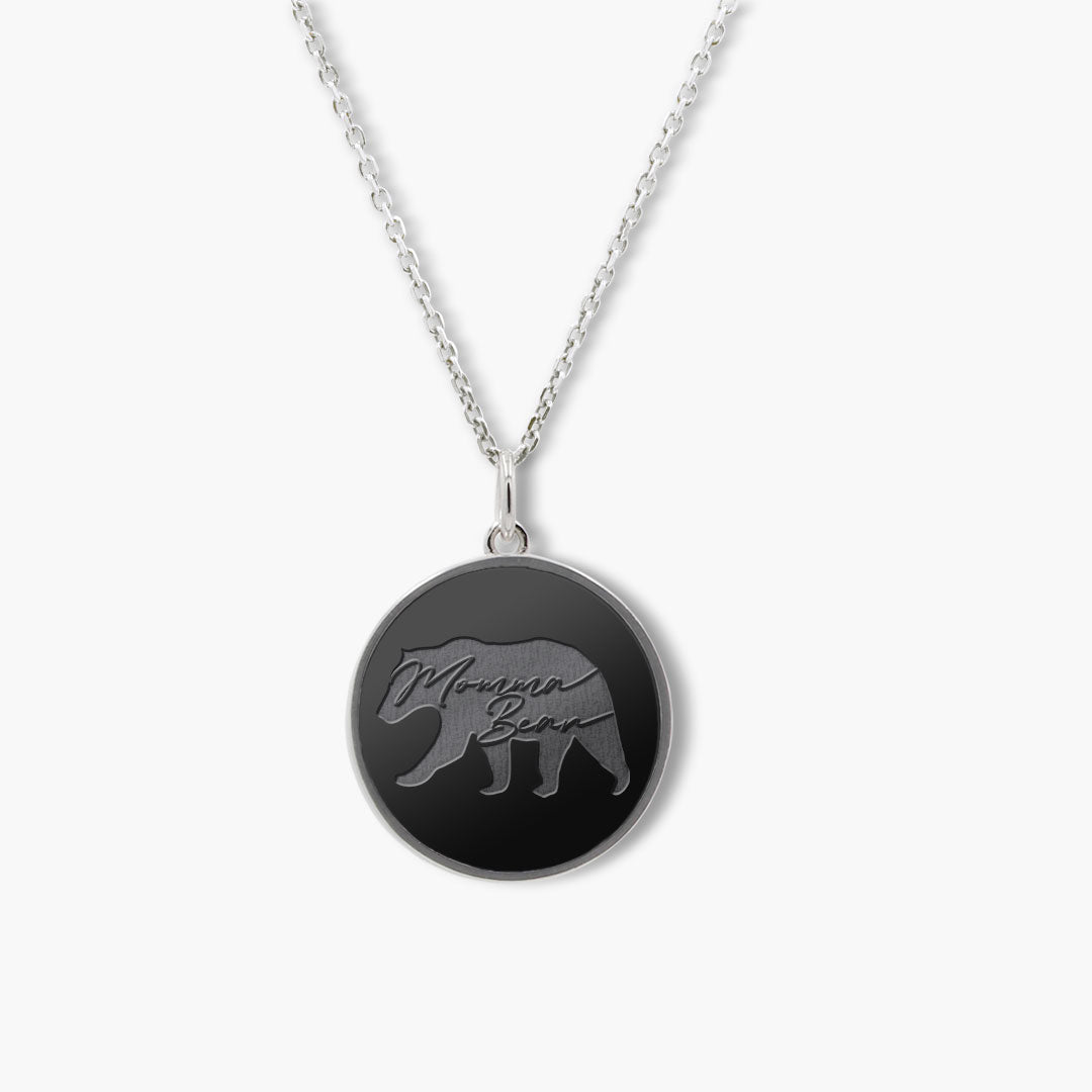 Elysium Black Diamond Momma Necklace - Momma Bear Engraving