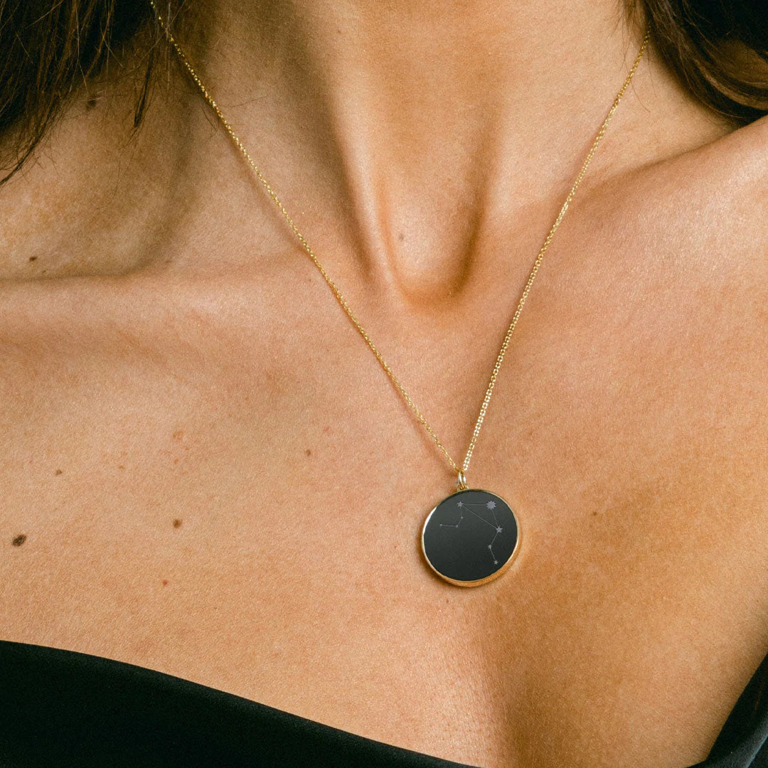 Elysium Black Diamond  Zodiac Constellation Necklace - Taurus - Meraxi