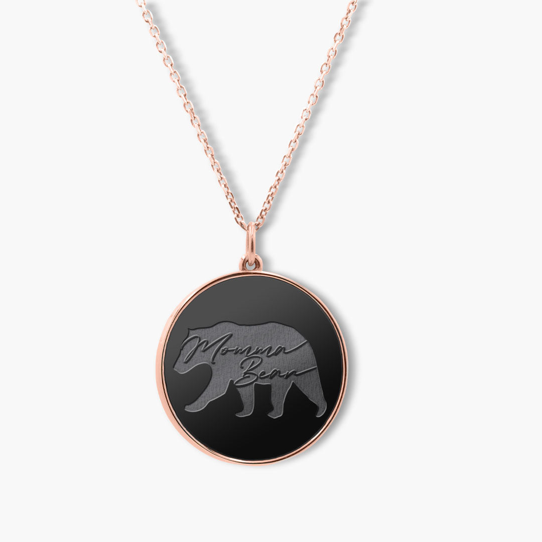 Elysium Black Diamond Momma Necklace - Momma Bear Engraving