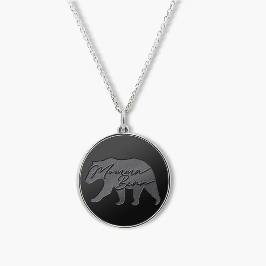 Elysium Black Diamond Momma Necklace - Momma Bear Engraving
