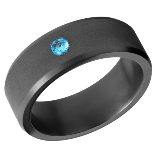 Elysium ARES - Solid Black Diamond Ring - Blue Diamond