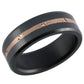 Elysium ARES - Solid Black Diamond Ring - 14K Rose Gold Mokume Inlay