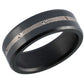 Elysium ARES - Solid Black Diamond Ring - 14K White Gold Mokume Inlay