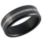 Elysium ARES - Solid Black Diamond Ring - 14K White Gold Mokume Inlay