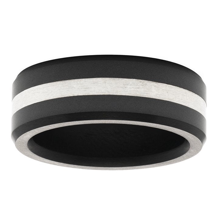Elysium ARES - Solid Black Diamond Ring - Silver Inlay