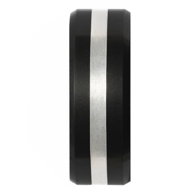 Elysium ARES - Solid Black Diamond Ring - Silver Inlay
