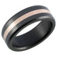 Elysium ARES - Solid Black Diamond Ring - 18K Rose Gold Inlay