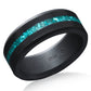 Elysium ARES - Solid Black Diamond Ring - Blue Opal Inlay