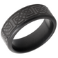 Elysium KRATOS - Solid Black Diamond Ring - Celtic Laser Pattern