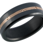 Elysium ARES - Solid Black Diamond Ring - 14K Rose Gold Mokume Inlay