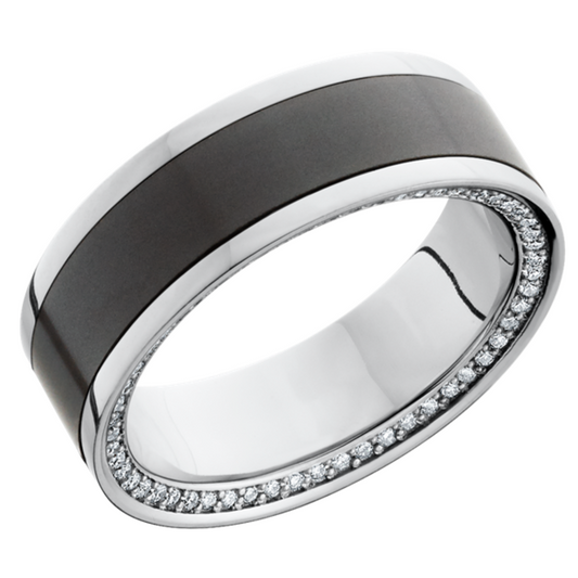 Elysium Zeus - White Gold Band - Elysium Inlay - White Diamond Insets