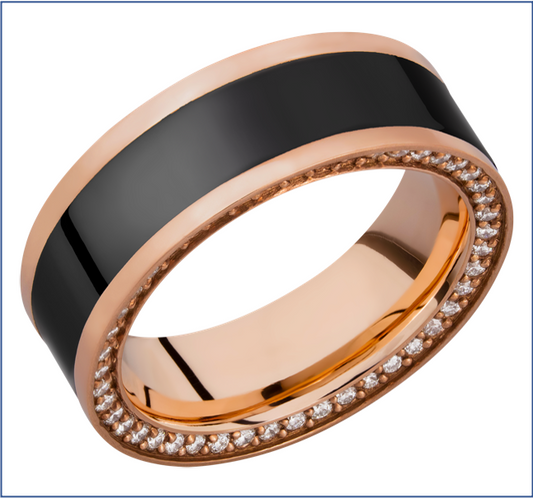 Elysium Zeus - Rose Gold Band - Elysium Inlay - White Diamond Insets