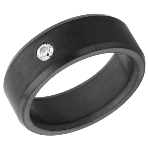 Elysium ARES - Solid Black Diamond Ring - White Diamond