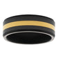 Elysium ARES - Solid Black Diamond Ring - 24K Yellow Gold Inlay